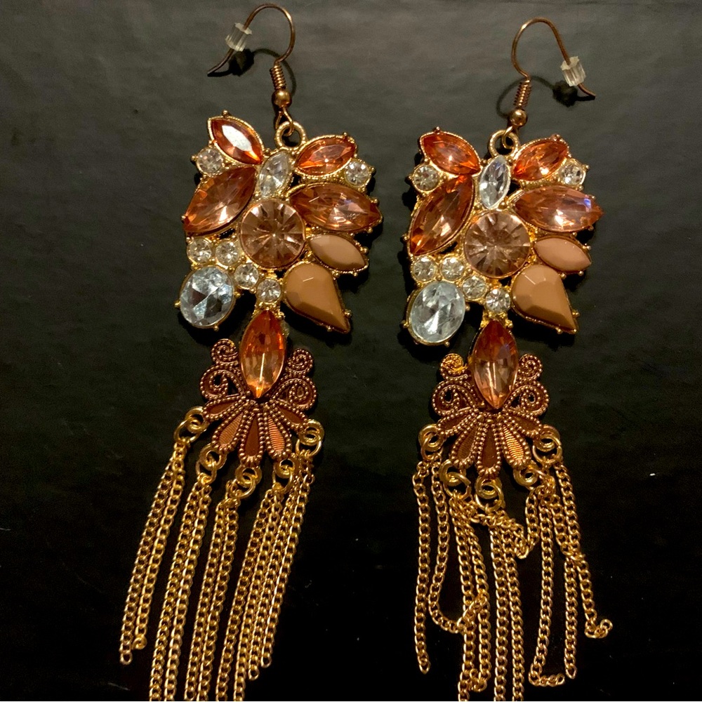 Beautiful pink chandelier statement earrings